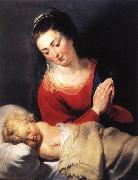 RUBENS, Pieter Pauwel Virgin in Adoration before the Christ Child f Germany oil painting artist